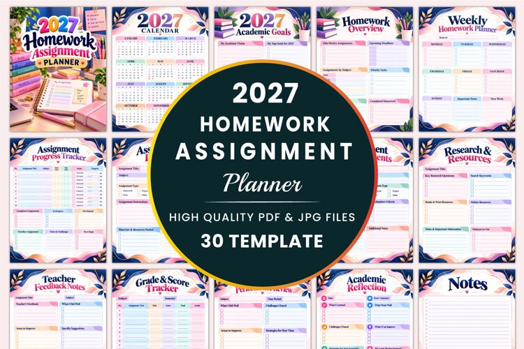 2027 Homework Assignment Planner Kdp interiors example image 1