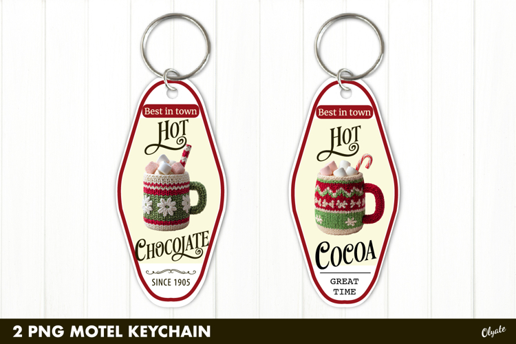 Christmas Motel Keychain PNG. Hot Coffee Quote PNG