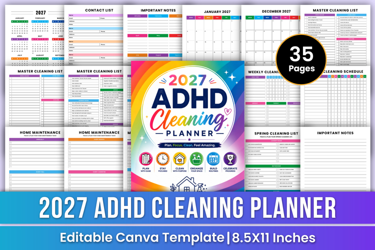 2027 ADHD Cleaning Planner | Routine