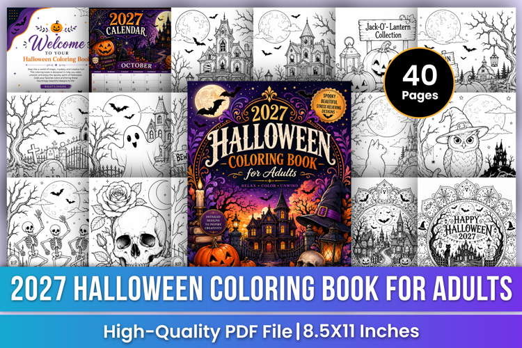 2027 Halloween Coloring Book for Adults | Spooky Coloring