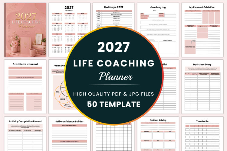 2027 Life Coaching Planner Kdp interiors example image 1