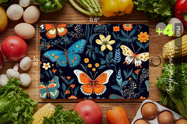 Butterflies Cutting Board Design - 04 Variations
