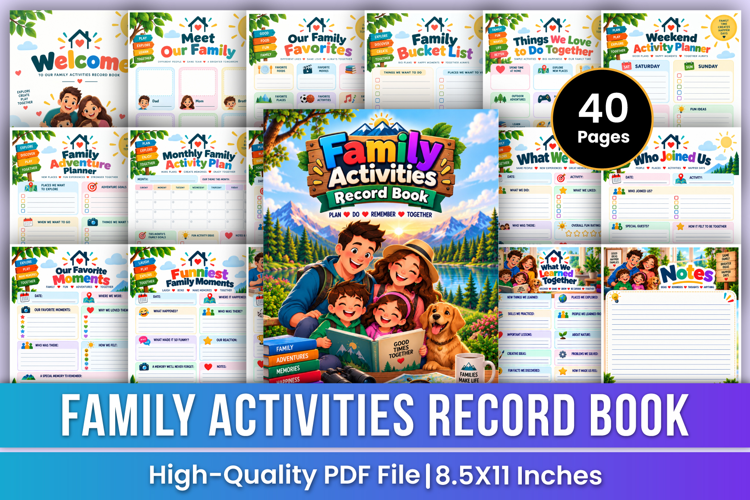 Family Activities Record Book | Family Adventures, Activite