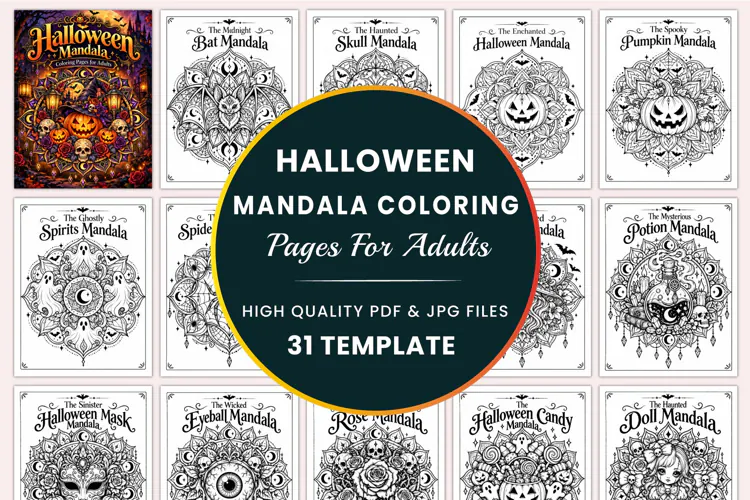 Halloween Mandala Coloring Pages for Adults