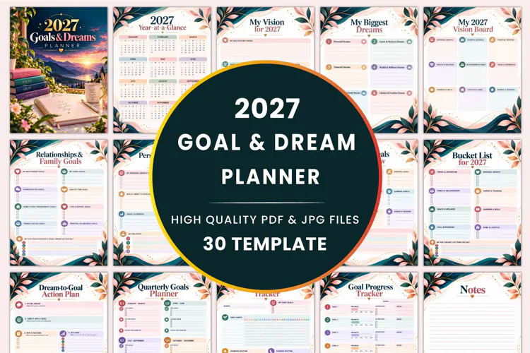2027 Goals & Dreams Planner Kdp interiors