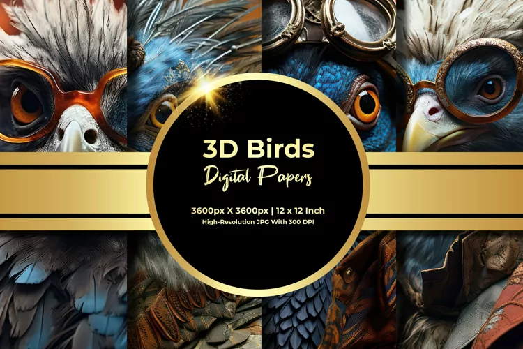 3D Bird Digital Paper