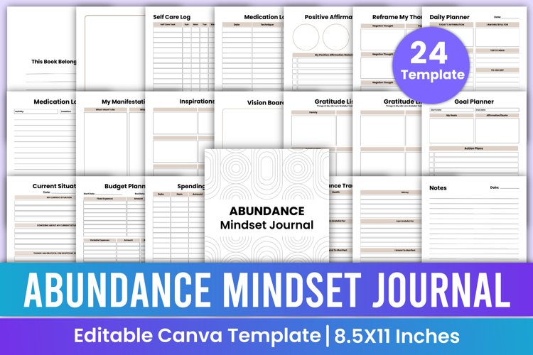 Abundance Mindset Journal Canva Template example image 1