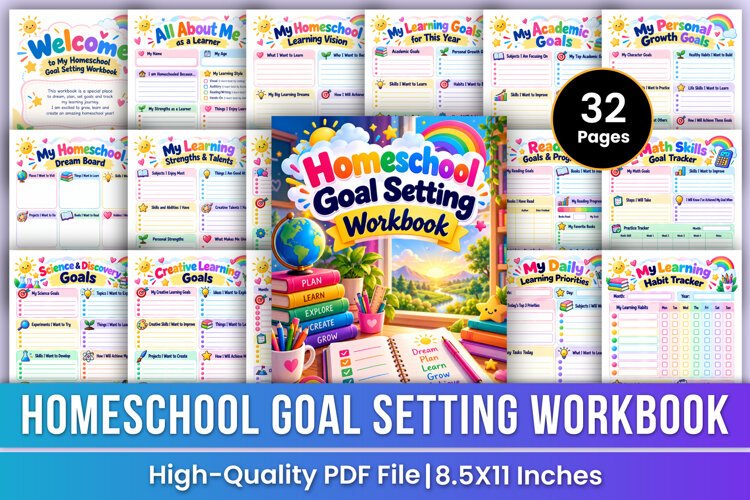 Homeschool Goal Setting Workbook | Learning Goals, Academic example image 1