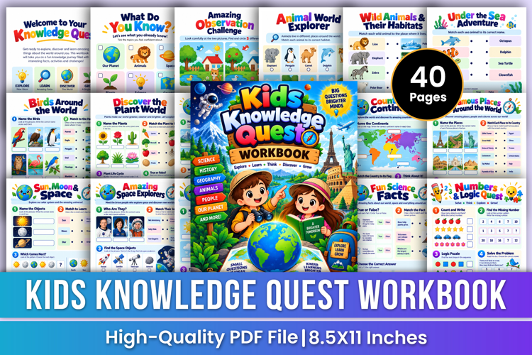 Kids Knowledge Quest Workbook | Science, Animals, Geography