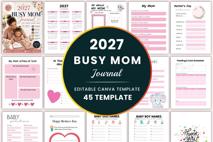 2027 Busy Mom Journal Canva templates example image 1