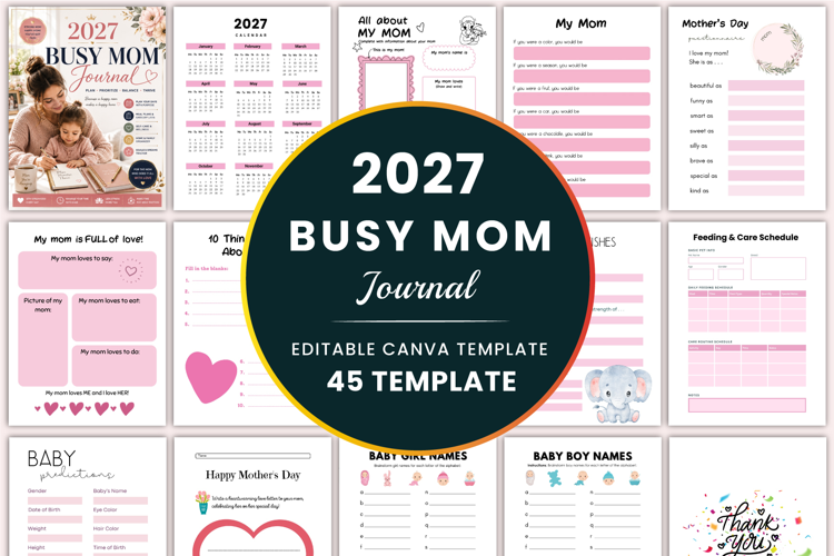2027 Busy Mom Journal Canva templates