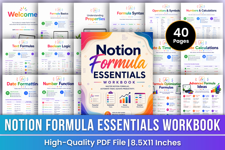 Notion Formula Essentials Workbook | Notion Formulas