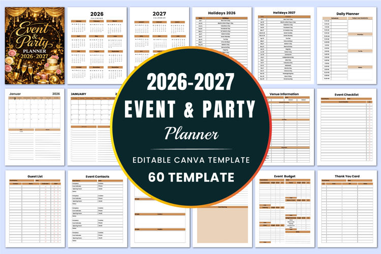 2026 -2027 Event & Party Planner Canva Templates