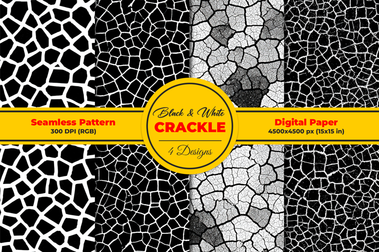 Black and White Crackle Seamless Pattern