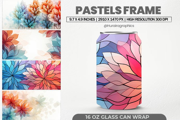 Pastels Frame Glass Can Wrap,16 Oz Tumbler Sublimation