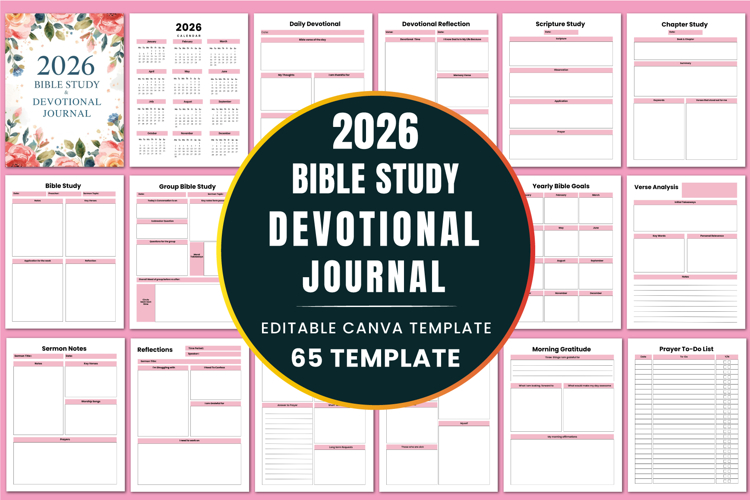 2026 Bible Study & Devotional Journal Canva templates example image 1
