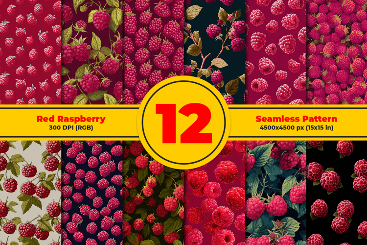 Red Raspberry Seamless Pattern and Digital Paper Design