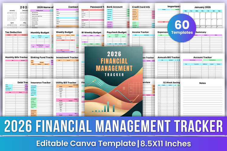 2026 Financial Management Tracker Canva Templates