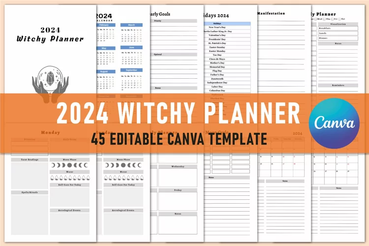Editable 2024 Witchy Planner For Canva