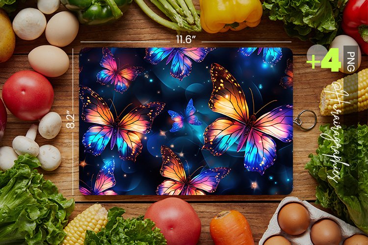Holographic Butterflies Cutting Board Design - 04 Variations