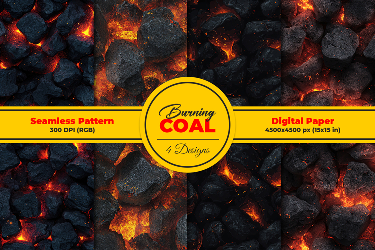 Burning Coal Seamless Pattern and Digital paper