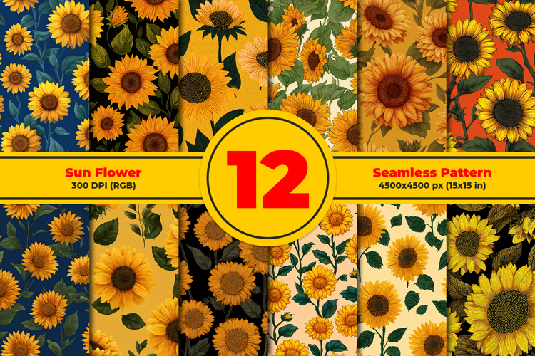 Sunflower Seamless Pattern Image 10