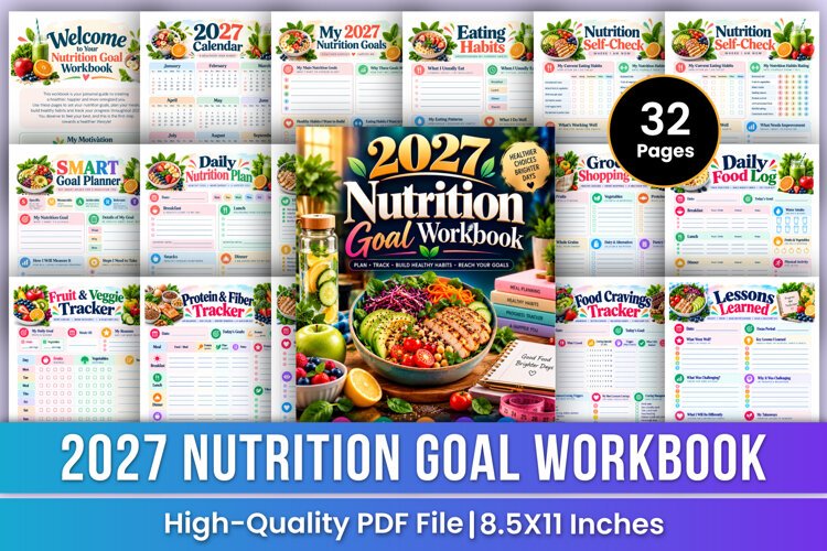 2027 Nutrition Goal Workbook | Healthy Eating, Meal Planning example image 1