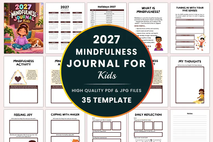 2027 Mindfulness Journal for Kids Kdp interiors