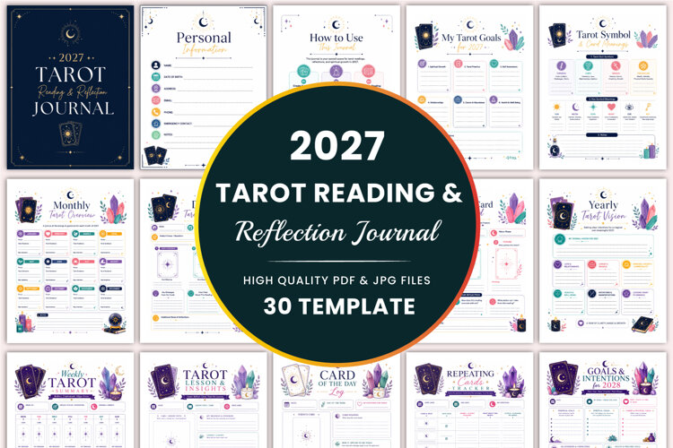 2027 Tarot Reading & Reflection Journal Kdp interiors example image 1