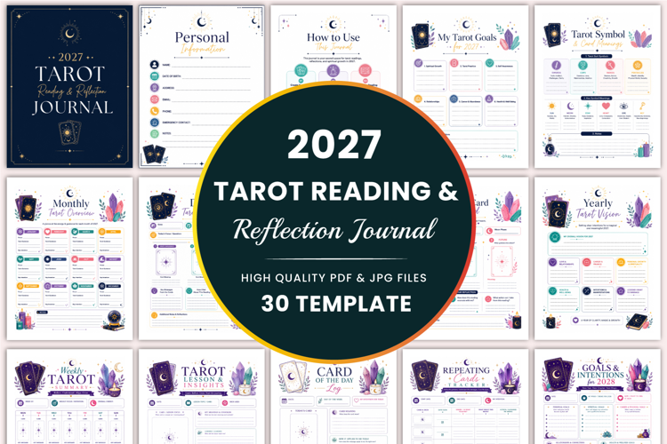 2027 Tarot Reading & Reflection Journal Kdp interiors