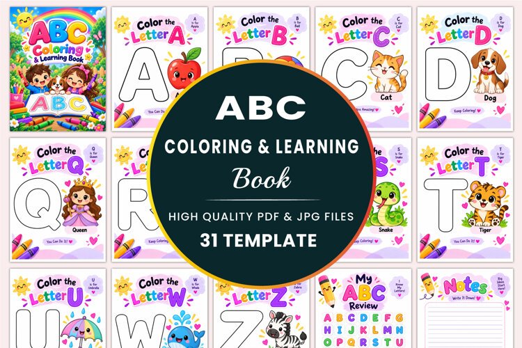 ABC Coloring & Learning Book Kdp interiors example image 1