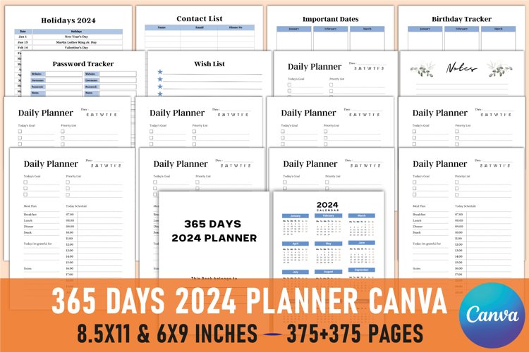 365 Days 2024 Planner Planner For Canva