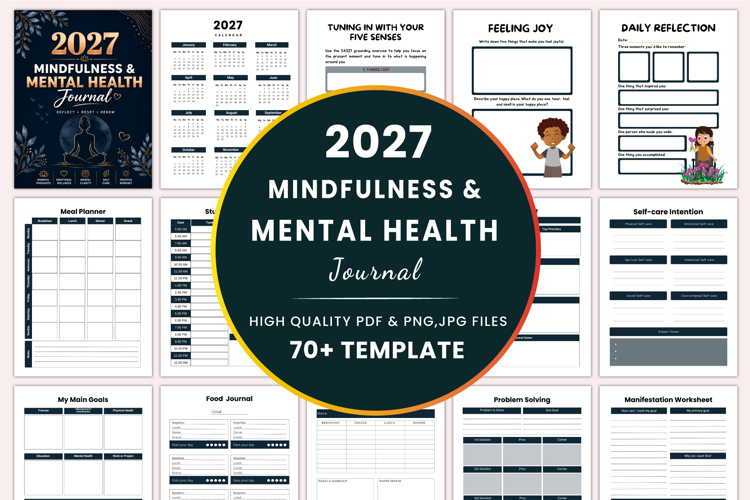 2027 Mindfulness & Mental Health Journal Kdp interiors
