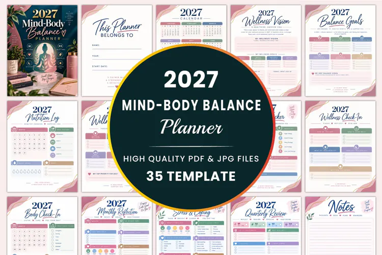 2027 Mind-Body Balance Planner Kdp interiors