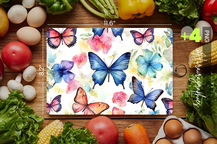 Watercolor butterflies Cutting Board Design - 04 Variations