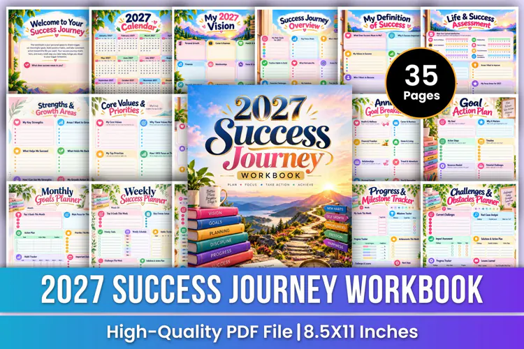 2027 Success Journey Workbook | Goal Setting, Productivity