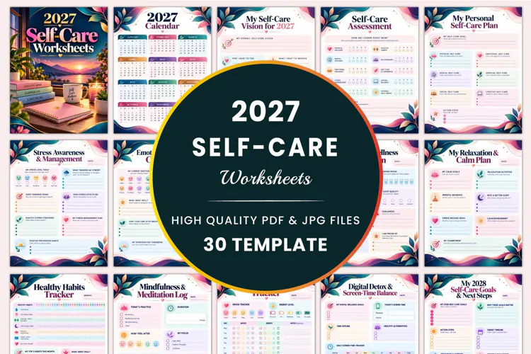 2027 Self-Care Worksheets Kdp interiors