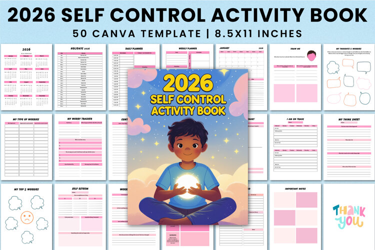 2026 Self Control Activity Book Canva Templates example image 1