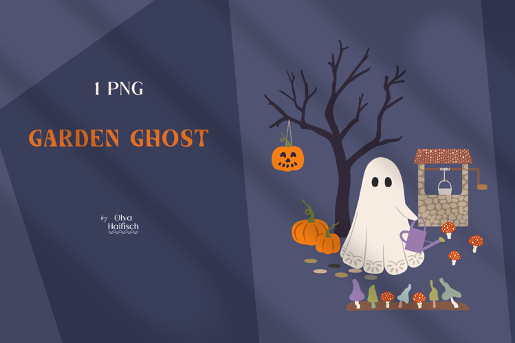 Cute Ghost PNG. Spooky Halloween Garden Ghost Clipart