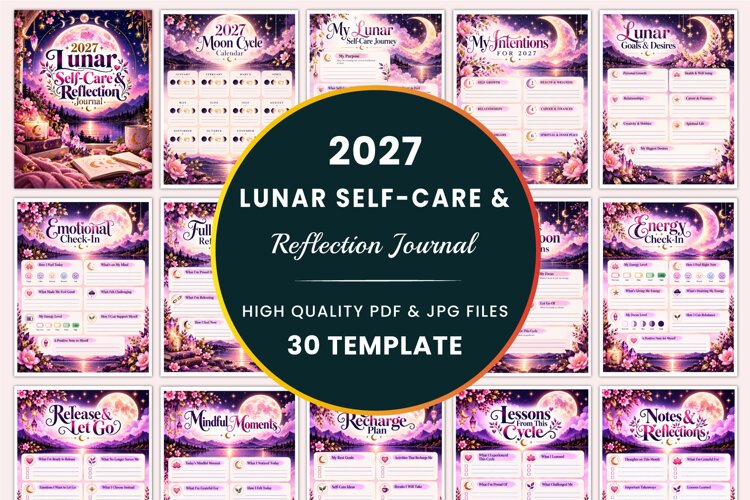 2027 Lunar Self-Care & Reflection Journal Kdp interiors example image 1