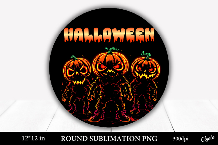 Monster Pumpkins, Halloween Round Sign Sublimation PNG