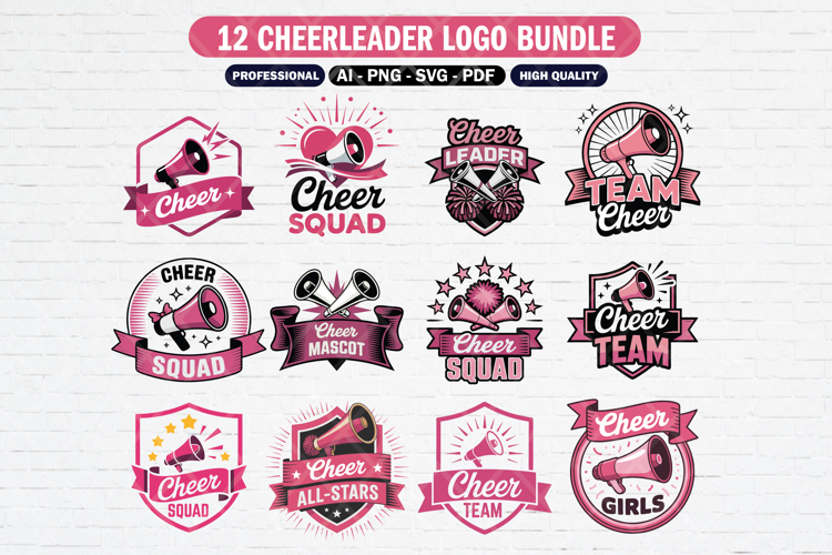 12 Cheerleader SVG Clipart Bundle