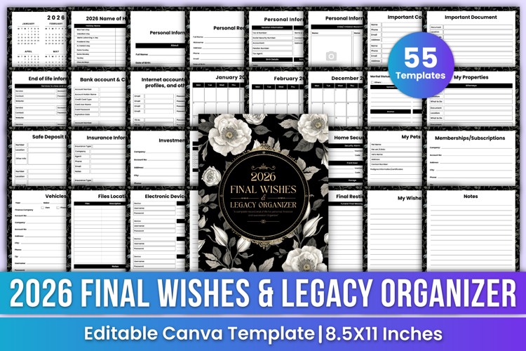2026 Final Wishes & Legacy Organizer Canva Templates