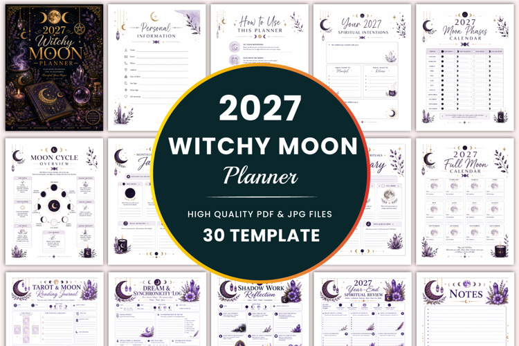2027 Witchy Moon Planner Kdp interiors