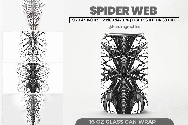 Spider Web Glass Can Wrap,16 Oz Tumbler Sublimation