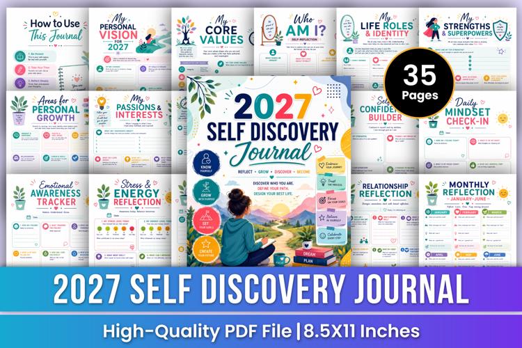 2027 Self Discovery Journal | Guided Reflection Planner