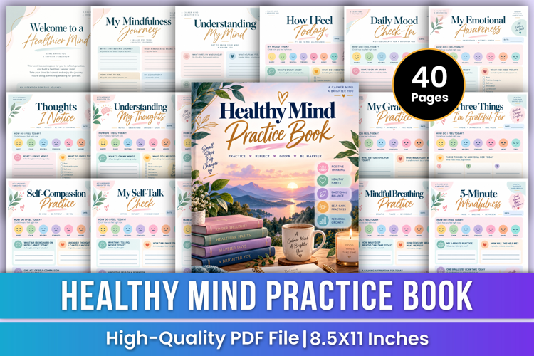 Healthy Mind Practice Book | Mindfulness, Emotional Wellness