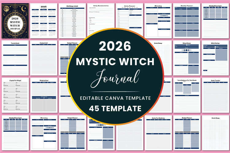 2026 Mystic Witch Journal Canva templates example image 1