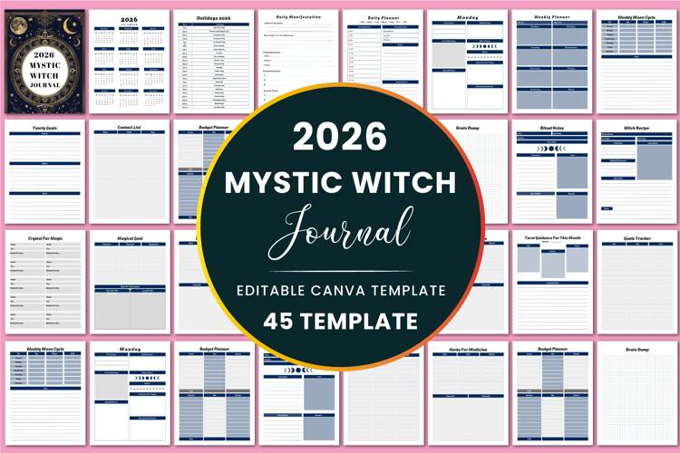 2026 Mystic Witch Journal Canva templates
