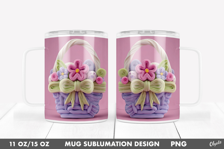 Easter Mug Sublimation Wrap, Spring Mug 11 OZ, 15 OZ